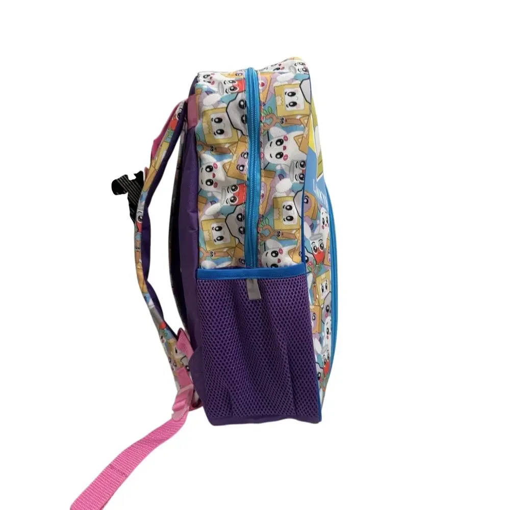 Bioworld LankyBox Kids Backpack Purple Pink Polyester Zip Reflective Strap NEW